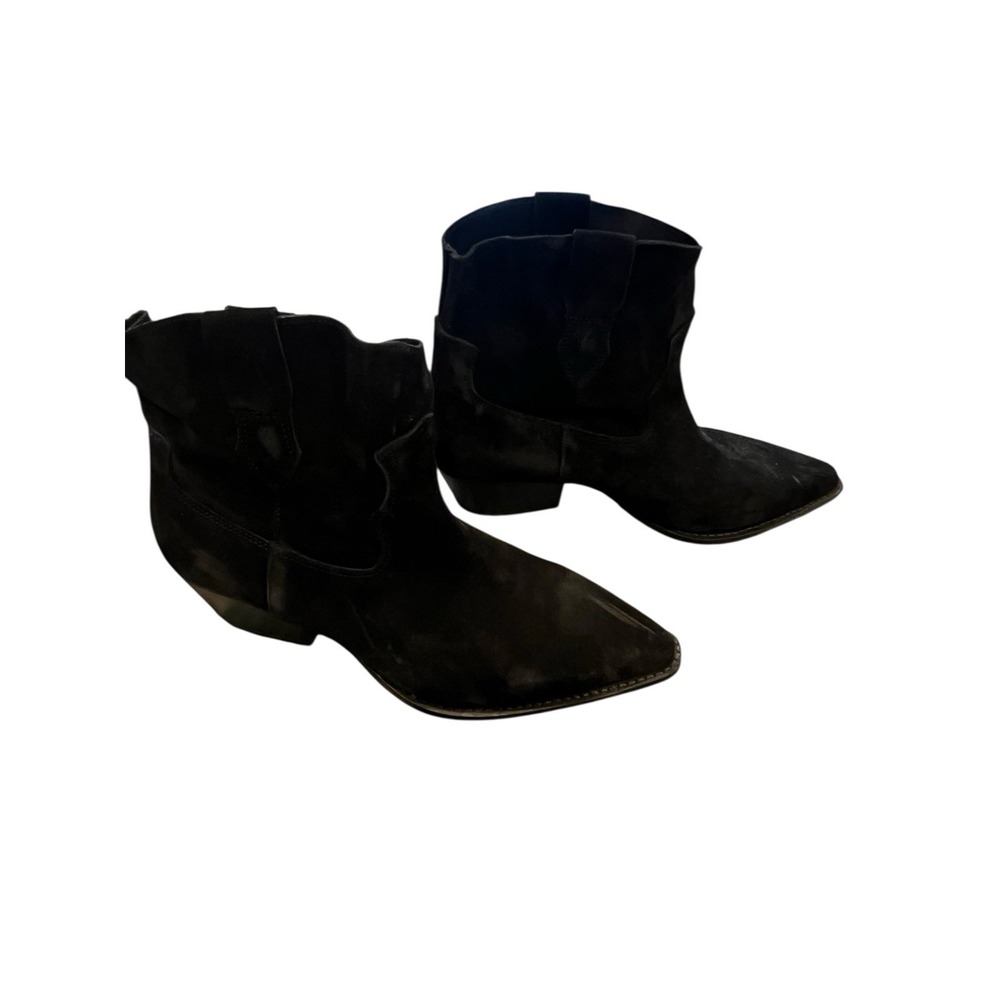 Chinese Laundry‎ Ankle Boots Sz 9.5  Black Faux Suede Cowgirl New